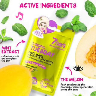 7 DAYS Face mask CHEERFUL TUESDAY The antidote to low spirits with Melon and Mint, 28 g