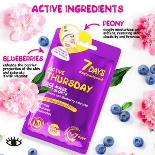 7 DAYS Face mask ACTIVE THURSDAY After sports with Peony and Blueberry, 28 g