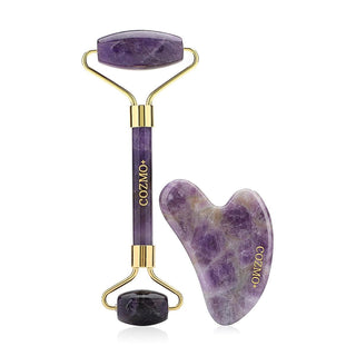 COZMO+-GUA SHA AND JADE ROLLER FACIAL MASSAGER KIT-PURPLE