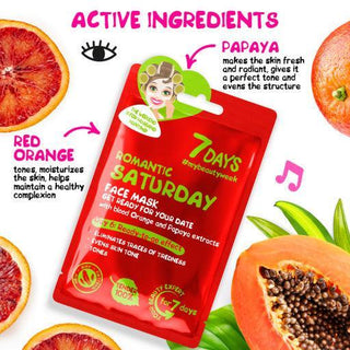 7 DAYS Face mask ROMANTIC SATURDAY Get ready for your date with Blood Orange and Papaya, 28 g