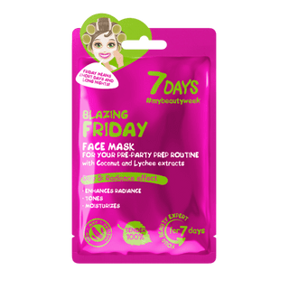 7 DAYS Face mask BLAZING FRIDAY For your pre-party perp routine with coconut water and Lychee, 28 g