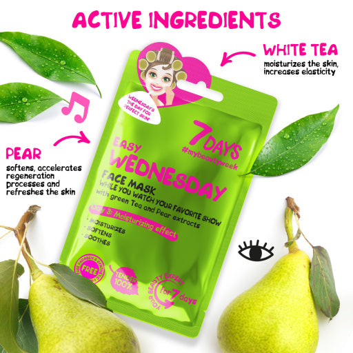 7 DAYS Face mask EASY WEDNESDAY While you watch your favorite show with Green Tea and Pear, 28 g