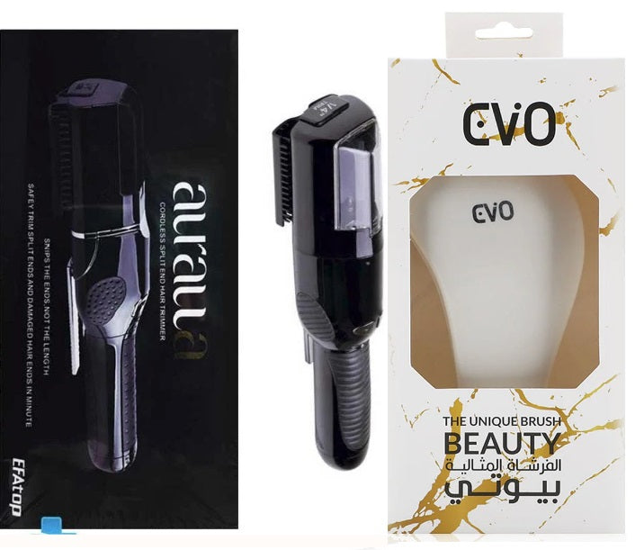 EVO - UNIQUE BRUSH & Auralla Cordless Split End Hair Trimmer - Black
