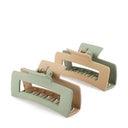 FUCHSIA - LARGE HAIR CLAW CLIPS - GREEN & COFFEE
