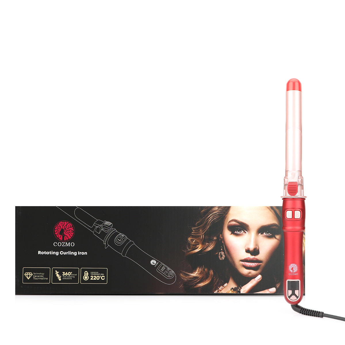 COZMO - ROTATING CURLING IRON - RED