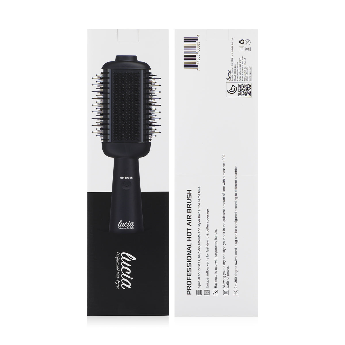 LUCIA - 2 in 1 STYLING BRUSH - BLACK