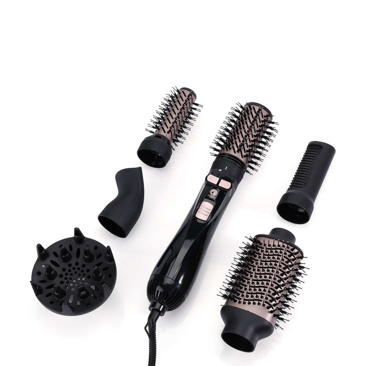 6 in 1 Rotating Hair Dryer - Glossy Black