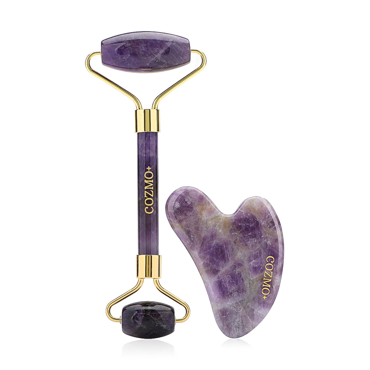 COZMO+-GUA SHA AND JADE ROLLER FACIAL MASSAGER KIT-PURPLE