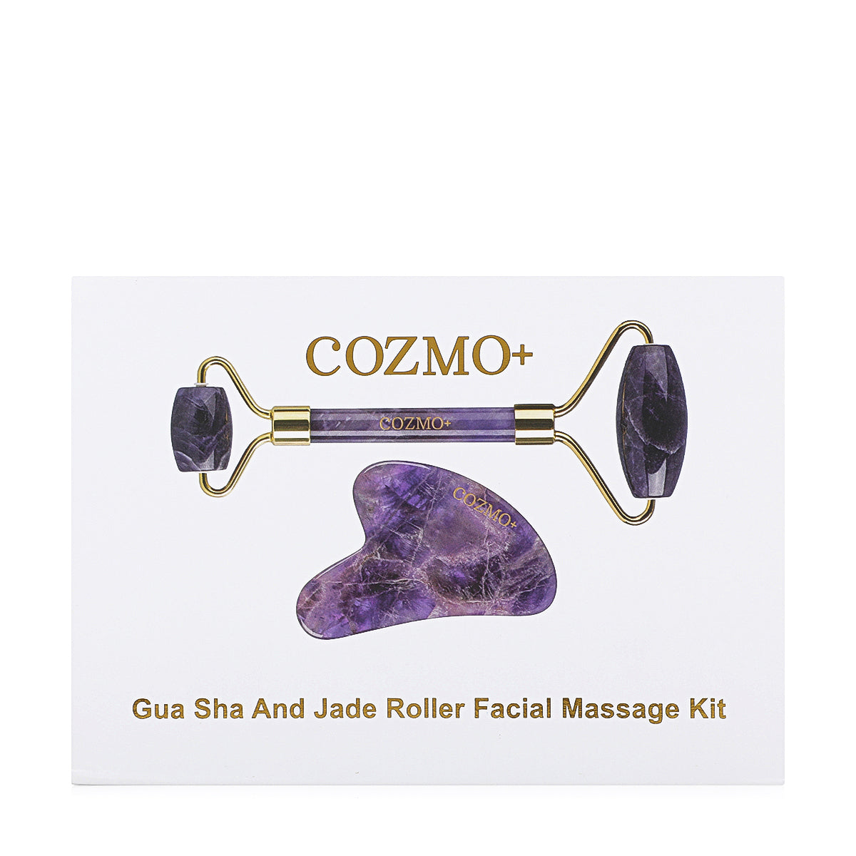 COZMO+-GUA SHA AND JADE ROLLER FACIAL MASSAGER KIT-PURPLE