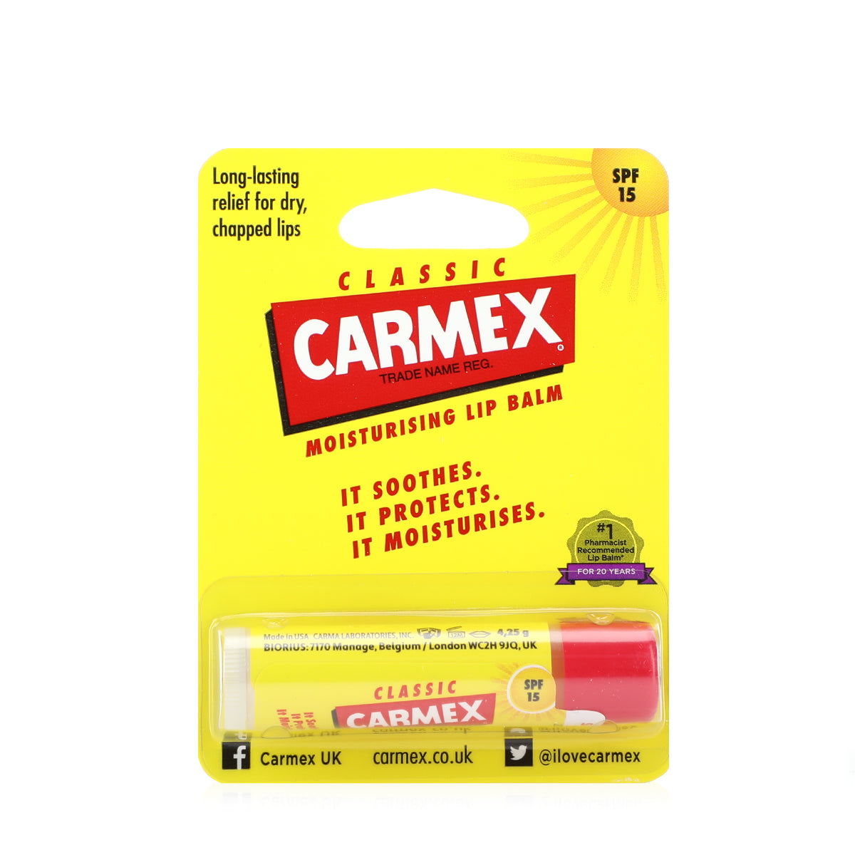 Carmex Original Lip Balm Click Stick SPF15 – 4.25 g