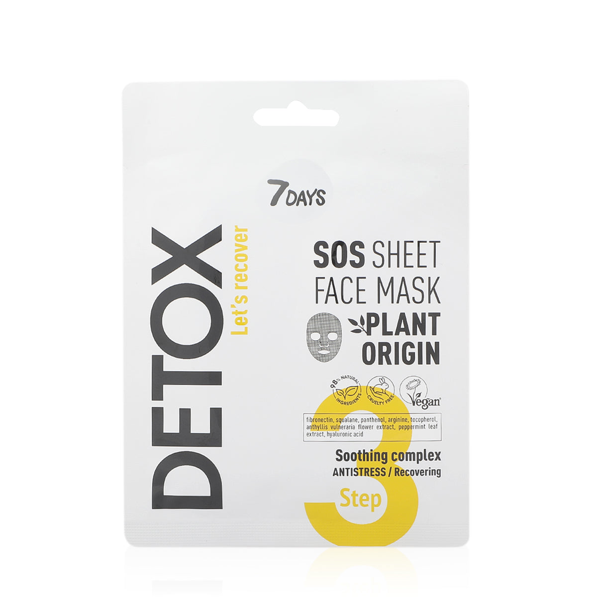 7DAYS DETOX SOS Sheet Face Mask Soothing complex, 25 g