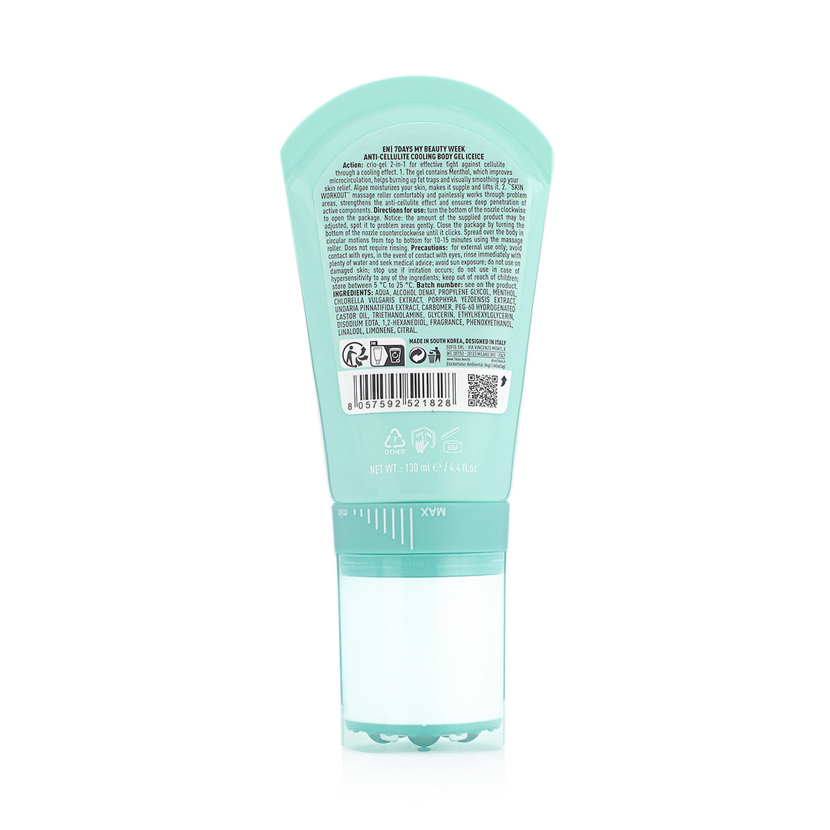 7DAYS MY BEAUTY WEEK ICEICE Anti-cellulite cooling body gel Menthol 2% + Seaweed 1%, 130 ml