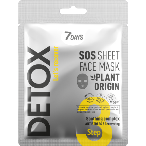 7DAYS DETOX SOS Sheet Face Mask Soothing complex, 25 g