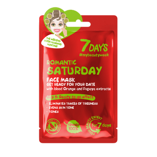 قناع الوجه  7DAYS Face mask السبت الرومانسي استعدي لموعدك مع البرتقال الدموي والبابايا، 28 جرام