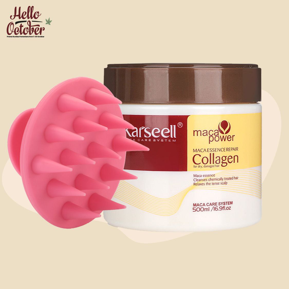 Karseell Collagen Deep Repair Conditioning Argan Oil Collagen Hair Mask - 500 ml + GOT - Scalp Shampoo Brush