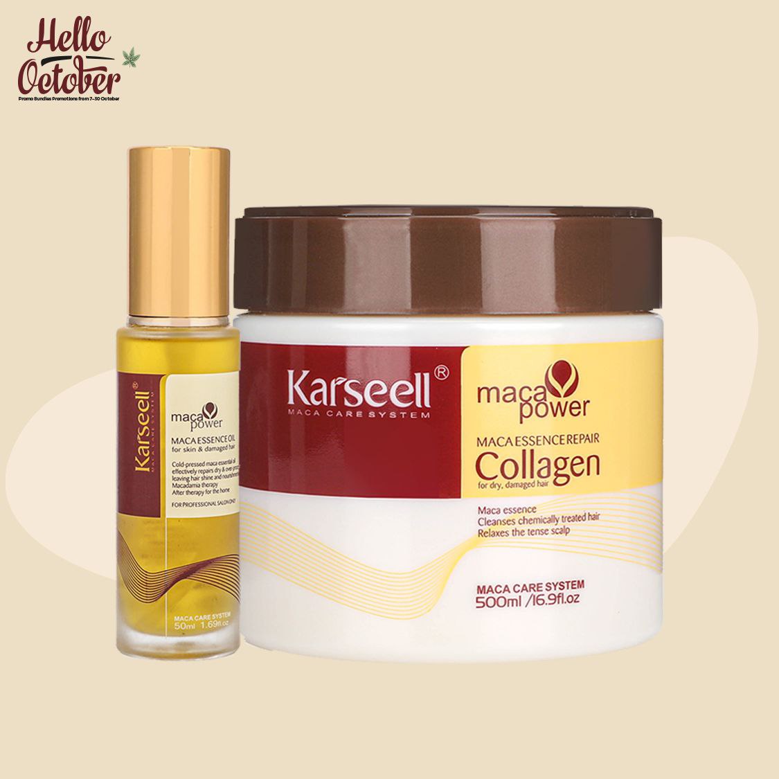 Karseell Collagen Deep Repair Conditioning Argan Oil Collagen Hair Mask - 500 ml + KARSEELL MACA ESSENCE OIL 50ML