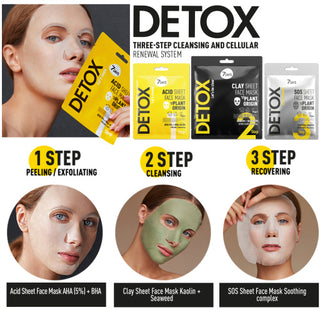 قناع الوجه الورقي 7DAYS DETOX SOS، مركب مهدئ، 25 جم
